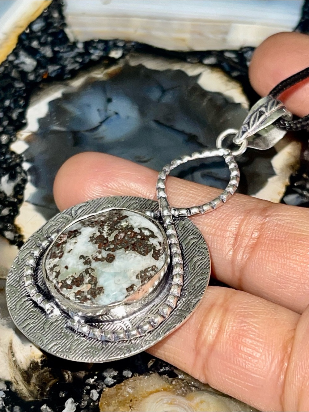 Caribbean Larimar Pendant 2 7/8”